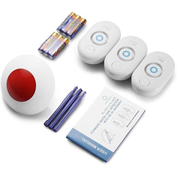 Airthereal Water Leak Detector 3Pack with WiFi Gateway, Water Alarm